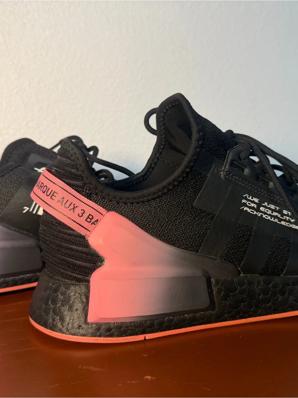 adidas Black Athletic Sneakers with Pink Heel Accents